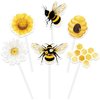 WERNNSAI 36 PCS Bee Party Cupcake Toppers - Bumble Bee Birthday Party Decorations for Kids Girls Honey Bee Cake Decoration Bee Cake Toppers Birthday Baby Shower Bee Theme Party Supplies Bee Cake Decor