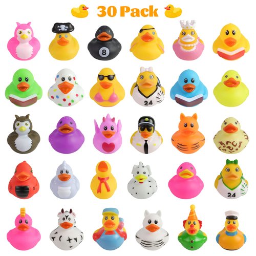 Motiloo 30 Pack Rubber Ducks,Assortment Rubber Duckies in Bulks for Jeep Ducking Floater Duck Bath Toys Party Favors Classroom Incentives