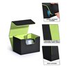 ZLCA Card Deck Box for Trading Cards, MTG Commander Deck Box Holds 120+ Single Sleeved Cards, Leather Magnetic Card Storage Box Fits for TCG CCG Magic Cards (Black&Green)