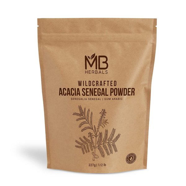 MB Herbals Acacia Gum Powder 227 Gram (8 oz / 1/2 lb) | Wildcrafted Acacia Senegal Powder | Acacia Fiber Powder | Gum Arabic Powder | Plant Based Edible Gum Powder | Origin: Senegal