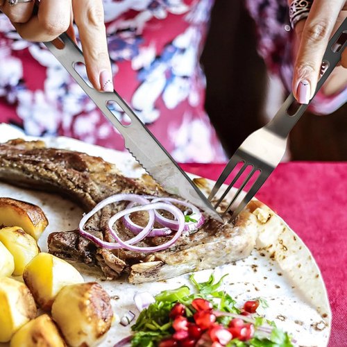 Rxsdfdi Travel Utensils, Durable Knife, Fork, Spoon Camping Utensil Set, Easy to Carry & Practical Stainless Steel Camping Utensils for Traveling Picnic Hiking