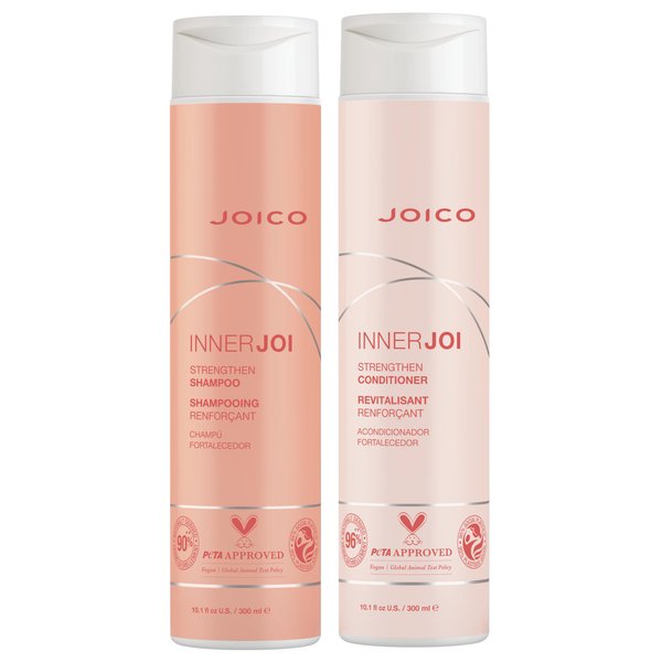 Joico InnerJoi Strengthen Shampoo & Conditioner Set | For Damaged, Color-Treated Hair | Sulfate & Paraben Free | Naturally-Derived Vegan Formula | 10.1 Fl Oz