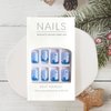 Square Press on Nails Short Blue Fake Nails with Ocean Designs Artificial Glossy False Nails Acrylic full cover Glue on Nails for Women 24Pcs