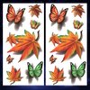 Oottati 2 Sheets Waterproof Arm Hand Temporary Tattoo Stickers 3D Maple Leaf Orange Green Butterfly Look Real and Last Long