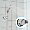 Hibbent Vacuum Suction Cup Shower Head Holder, Removable Shower Head Bracket, Height Adjustable Shower Wand Holder & Wall Mount ABS Plastic Suction Holder for Handheld Shower Head, Chrome Finish