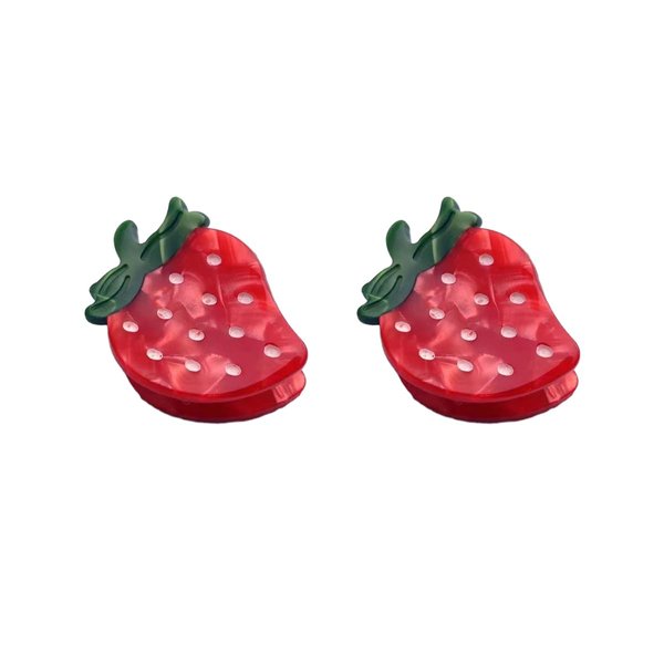 Fresh Mini Strawberry Hair Clip,Acetate Hair Clip,Small Claw Clip for Women,Pack of 2