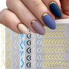 8 Sheets French Nail Art Sticker 3D Streak Line Nail Decals Reflective French Nail Art Supplies Geometric Lines Nail Art Stickers Wave Swirl Stripe Nail Decals Nail Supplies