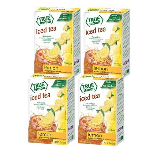 LEMON ICED TEA MIX by TRUE LEMON | Instant Powdered Drink Packets That Quench YOUR Thirst, Mouth Watering True Citrus LEMON (ICED TEA), 6 Count (Pack of 4)