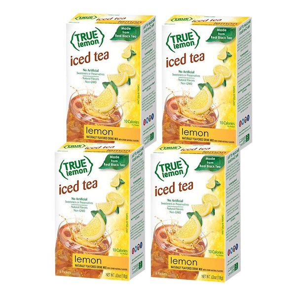 LEMON ICED TEA MIX by TRUE LEMON | Instant Powdered Drink Packets That Quench YOUR Thirst, Mouth Watering True Citrus LEMON (ICED TEA), 6 Count (Pack of 4)