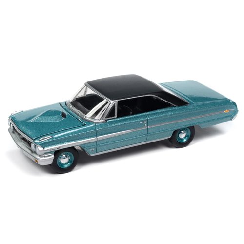 1964 Galaxie 500 XL Dynasty Green Metallic with Black Top Vintage Muscle Series 1/64 Diecast Model Car by Auto World 64482-AWSP174B
