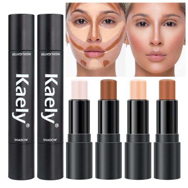 Kaely 4 Color Highlighter Contour Stick,Cream Contour Palette Kit for Beginners,Bronzer Contouring Sticks,contorno maquillaje para mujer en oferta,Concealer Stick Primer Face Makeup Brightener,01+02
