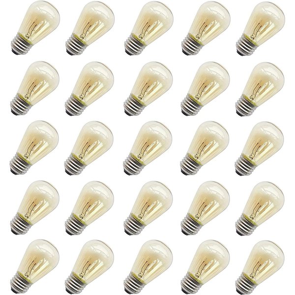 Rolay 11 Watt Outdoor Light Bulbs, S14 Warm Replacement Bulbs for Outdoor Patio String Lights with E26 Base, Pack of 25 (Clear)
