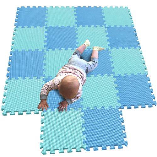 MQIAOHAM® 18 Pieces Puzzle Play Mats, Soft Baby Play Mat, Kids Interlocking Foam Floor Tiles, Toddlers Carpet Playmats G301018-107108