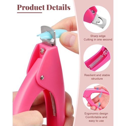 MORGLES Acrylic Nail Clipper with Magnets Sizer, Nail Cutters for Nail Tips with Length Measurement, Professional Magnet Nail Cutter for Salon Home Nail Art Lover