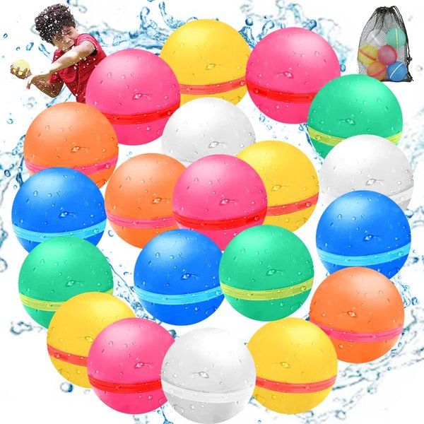 Wowday 25PCS Reusable Water Balloons for Kids, Water Balloons Quick Fill, Refillable Water Balloons, Self Sealing Magnetic Water Bomb Balls Summer Pool Water Toy for Boys Girls