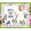 Animals Birthday Party Signs, Adopt A Party Animal, 8×11 Wooden Play Sign with Stand, Safari Birthday Decorations, Safari Birthday Party Favors, Animal Birthday Party Decorations - LP077