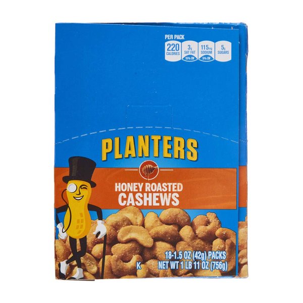 Planters Honey Roasted Cashews 1.5 Oz (Pack of 18)