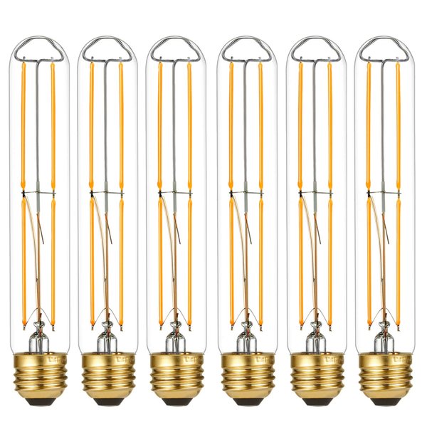 LiteHistory Dimmable E26 Light Bulb 6W Equal 60 watt led Light Bulb AC120V Warm White 2700K Edison 60 Watt 600LM T10 Bulb for Rustic Pendant,Industrial Pipe,Wall sconces,Vanity 6Pack