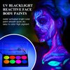 Glow UV Blacklight Face Paint Kit,Fluorescent Colors Body Face Paint Painting 8 Colors Bright Palette，Water Activated Makeup Eyeliner ,Halloween Party Washable for Kids Adult Body Paint Supplies