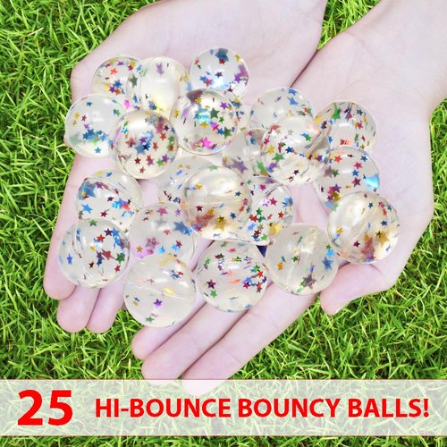 25 Bouncy Balls for Kids Party Favors | Stars Bouncy Ball 27mm | Superball Small Rubber Balls for Kids
