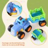 Coogam 4 Pack Friction Powered Cars Construction Vehicles Toy Set Cartoon Push and Go Car Tractor, Bulldozer, Cement Mixer Truck, Dumper for Year Old Boy Girl Kid Gift