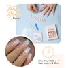 Morily Press on Nails - Pink Ombre Coffin Fake Nails Medium Length, French Tip Glossy False Stick on Fingernails for Women and Girls - 24Pcs in 12 Sizes