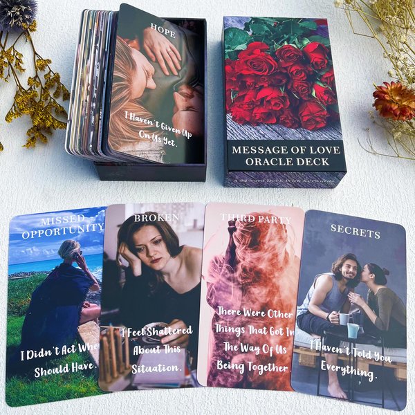 DPEHAKMK Message of Love Oracle Cards, Oracle Cards for Beginners, Including Love, Romance, Twin Flame, Soulmate Messages