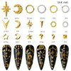Nail Art Rivets Star Moon Nail Art Studs Gold Silver Nail Art Charms Nail Art Accessories Nail Art Metal Rivets Gemstone Jewelry DIY Crafts Design Supplies Nail Decorations Kits