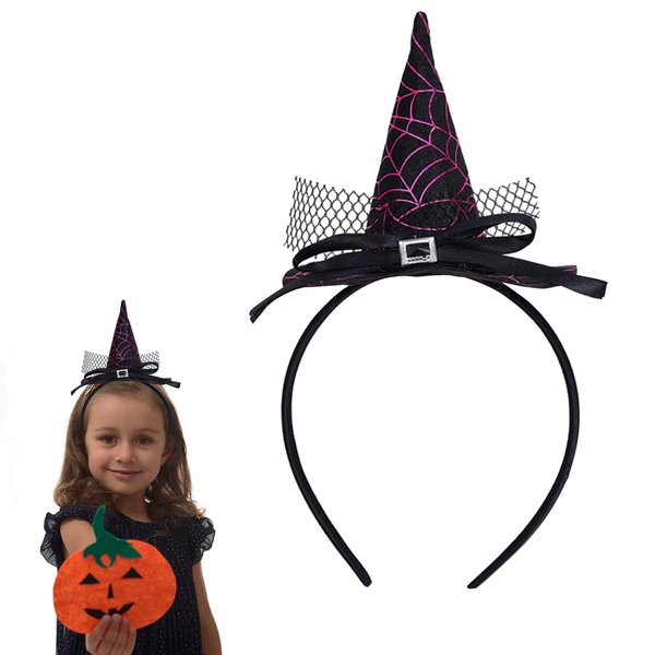 HAKJXOS Halloween Headband Black Witch Hat Headbands Bow Hair Accessories Rose Red Spider Web Pattern Design Hair Bands Cute Hair Band Cute Headbands for Women Men Fashion Accessories
