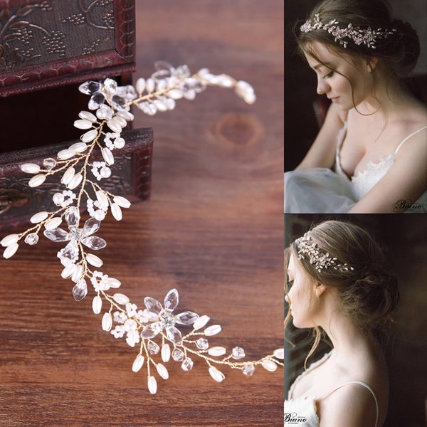Gold Bride Wedding Crystal Hair Vine Silver Rhinestone Hair Piece Bridal Hair Accessories flower bridal hair accessories for Women