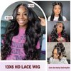 soeyrkke 13x6 Lace Front Wigs Human Hair Pre Plucked Body Wave Wigs for Women 200% Density 13x6 HD Lace Frontal Human Hair Wigs Bleached Knots with Baby Hair 26inch