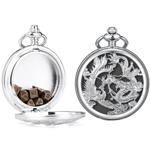 ManChDa Mini D&D Dice Set DND Pocket Shell 7PCS Micro Polyhedral Dice Set Metal Dice Dungeons and Dragons Gifts Accessories Silver