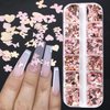 12 Grids Gold Pink Nail Glitter Sequins 3D Holographic Nail Glitter Flakes Butterfly Flower Leaf Nail Sequin Flakes Heart Rabbit Nail Charms for Women Nails Art Decorations
