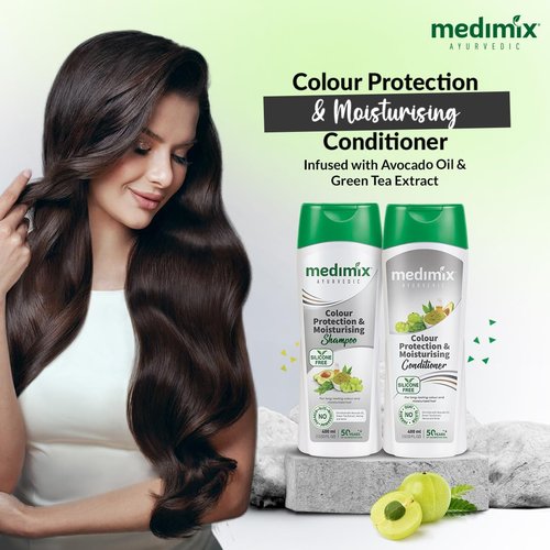 Medimix Ayurvedic Color Protection and Moisturising Conditioner with Avocado Oil and Gree Tea Extract for Long Lasting Color and Moisturized Hair (400 ml)