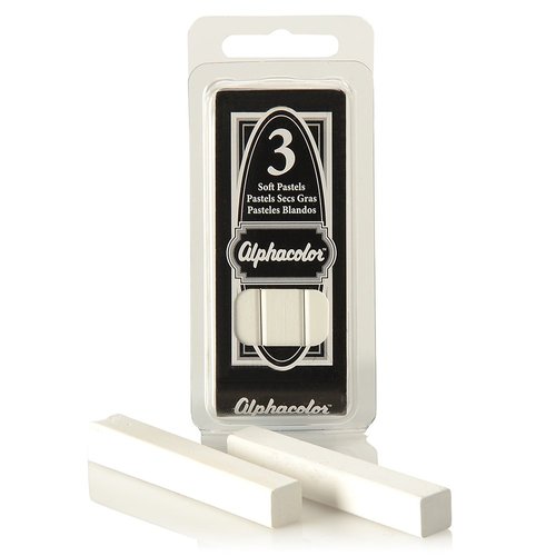 Quartet Derwent Alphacolor Round Soft Pastels, White, 3 Pastels per Pack (105W)