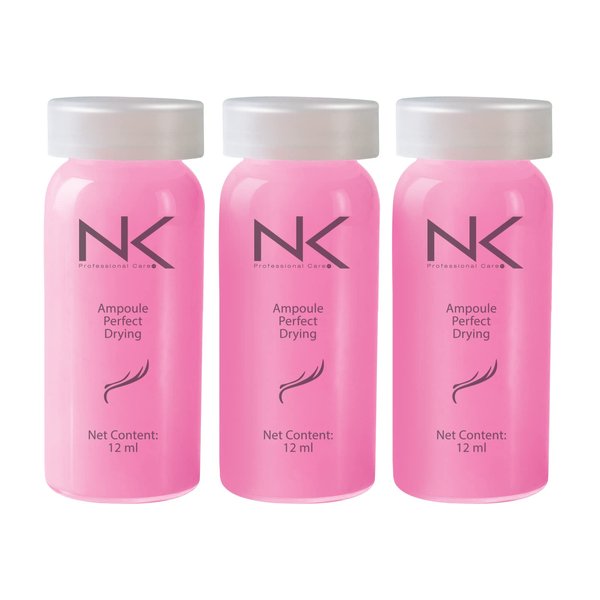 NK Professional Care Perfect Drying Ampoule, Thermal protector for hair, Conditioner, Frizz free, Shine, Silky and Heat Protection for hair. 3 x 12ml/ea