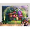 Magic Flowers House Backdrop Fairy Buttfly Woodland Background for Birthday Party Supplies Kids Movie Scene for Girls Madrigal Family Happy Birthday Background Decorations (5X3FT)