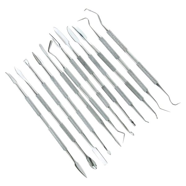 Stainless Steel Wax Carvers Set, Polymer Pottery Clay Spatula Carving Tool for Modeling, Sculpting and Shaping, Set of 12