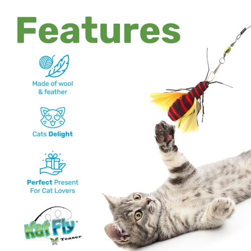 KatFly® Cat Toy Teaser Bees - 3 Pk Cat Wand Refill Teaser attachments