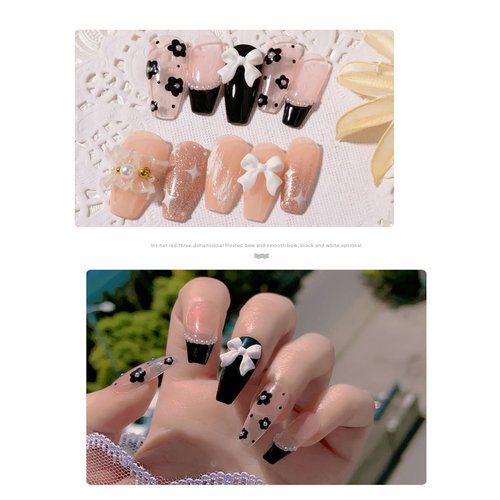 100pcs White Bow Nail Charms - 3D Self-Adhesive Ribbon Bow Nail Accessories Cute Bow Knot Nail Decorations for Acrylic Nails Plastic Nail Art Charms Nail DIY