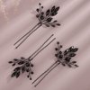 Kercisbeauty Wedding Black Crystal Hair Pins for Bride Bridal Bridesmaid Headpiece Prom Hair Accessory 3pcs