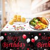 Red and Black Party Decorations, Happy Birthday Decorations for Men Women with Photography Backdrop & Tablecloth Balloons Arch Kit Banner Birthday Party Supplies Bday Decor with Table Cover
