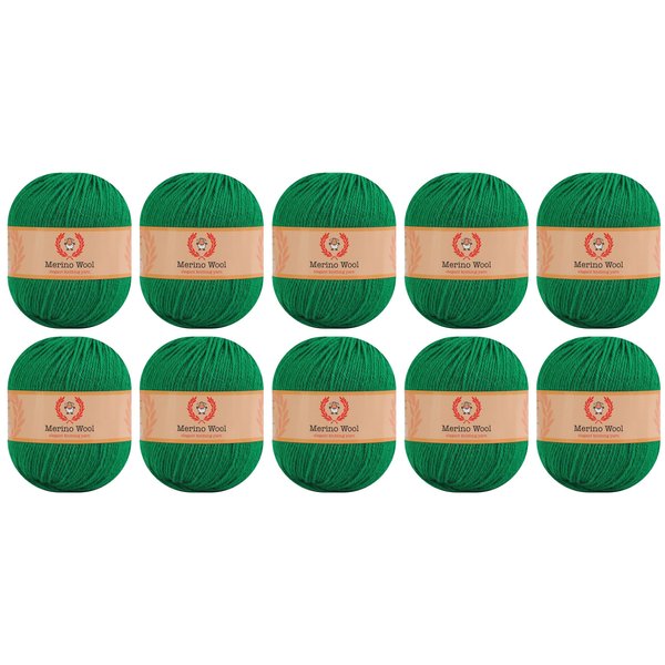 100% Merino Wool Yarn 10 Pack - Crafting Experience with Premium Quality and Versatile Luxury - Green 229