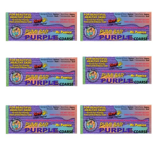 Mr. Pumice Mr. pumice purple pumi bar, extra-coarse callus remover, pedicure stone & ped file scrubber for smooth feet and heels, 6 Count