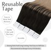 Full Shine 18 Inch Glue on Hair Extensions Off Black 1B Fading to 18 Ash Blonde Balayage Tape in Human Hair Extensions 20Pcs 50 Gram Ombre Hair Tape in Extensions Straight Hair Tape ins