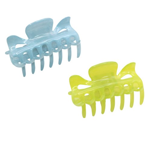 Parcelona French Classic Small 2.5" Celluloid Set of 2 No Slip Grip Covered Spring Jaw Hair Claw Durable Styling Women Hair Accessories Strong Hold Girls Hair Claw Clips, Made in France (Blush Pink-Tortoise Shell)