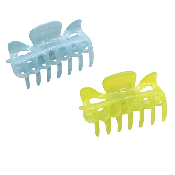 Parcelona French Classic Small 2.5" Celluloid Set of 2 No Slip Grip Covered Spring Jaw Hair Claw Durable Styling Women Hair Accessories Strong Hold Girls Hair Claw Clips, Made in France (Blush Pink-Tortoise Shell)