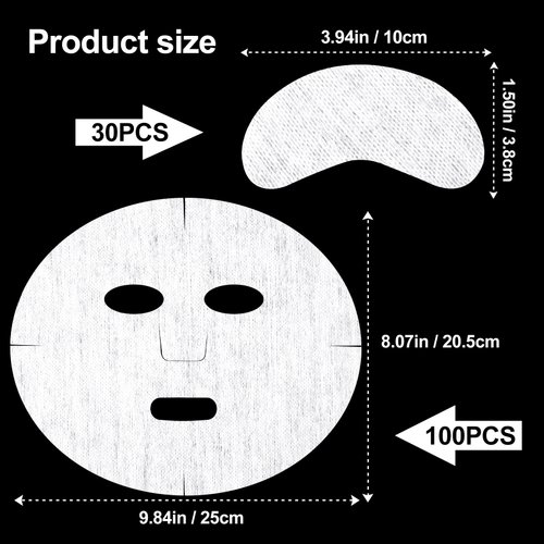 Joez Wonderful 100pcs Facial Sheet Mask Paper with 30pcs Eye Mask Paper, DIY Facial Mask Paper Sheets, Pre Cut Non Woven Beauty Face Masks Cotton Paper Natural Spa Skin Care Fiber Paper