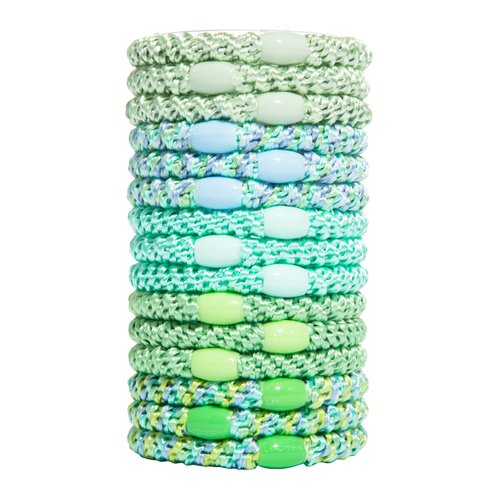 L. Erickson Grab & Go Pony Tube - Minty Green Mix - 15 Pack Ponytail Holder Hair Ties
