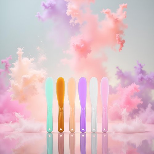 6Pcs Large Plastic Cosmetic Spatula Candy Color Reusable Cosmetic Mask Mixing Spoon Scoops Spatulas Stick Applicator Beauty Spa Makeup Tools for Facial Skin Care DIY Mask Mixing Sampling Tool